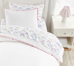 Rainbow Pom-Pom Duvet Cover & Shams