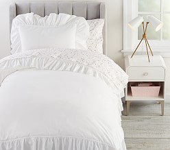 Washed Cotton Ruffle Organic Duvet Cover & Shams