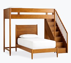 west elm x pbk Mid-Century Stair Loft & Lower Bed Set